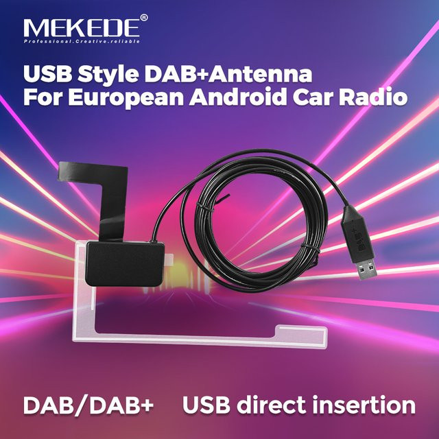 MEKEDE DAB/DAB+ USB Interface Adapter mit Antenne für europäische Universal Android Auto Radios, GPS und Stereo Multimedia Player, Schwarz - Bild 1