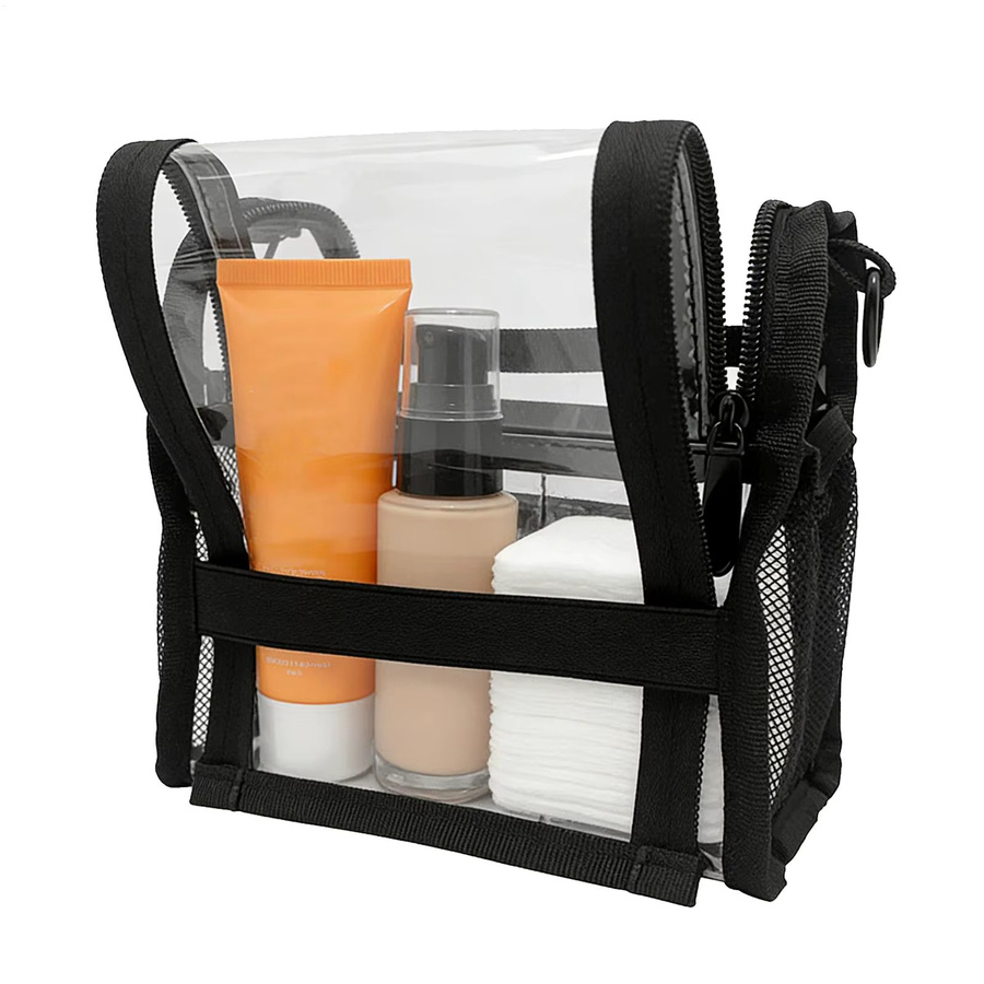 Transparente Kosmetiktasche aus Kunststoff in Schwarz, wasserdichte Reise-Kulturtasche und moderner Organizer für deine Kosmetik - Bild 6