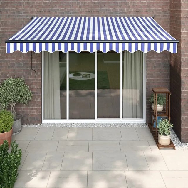 Furnicato Markise einziehbar aus Aluminium und Polyester in Blau und Weiß, B x H: 3 x 2,5 m - Bild 1