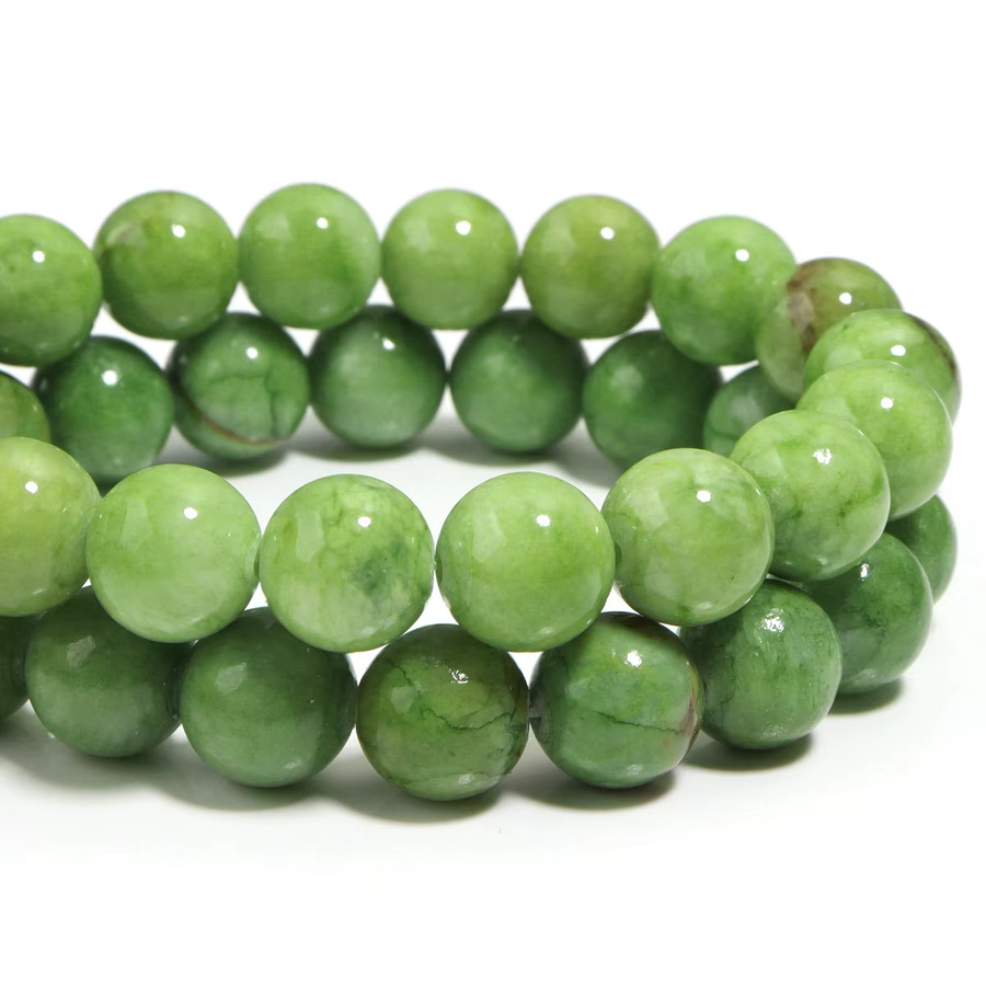 Jade Perlen, Grün, Streifen, Runde Perlen, DIY Halskette Armband Zubehör - Bild 3