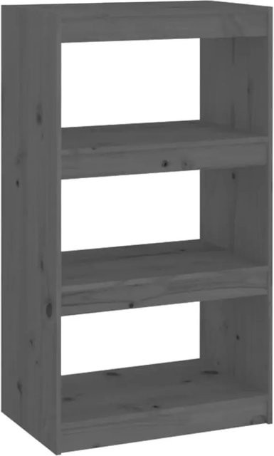 vidaXL Bücherregal und Raumteiler aus Massivholz Kiefer in Grau, B/T/H: 60 x 30 x 103,5 cm - Bild 1