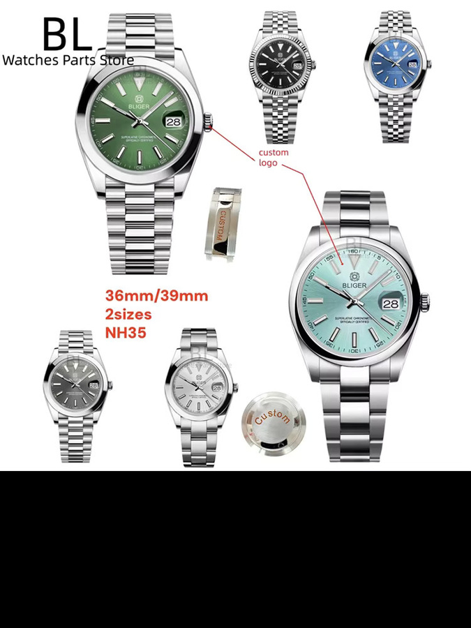 BLIGER Armbanduhr Automatik, Edelstahl, Blau, Saphirglas, Herren - Bild 3