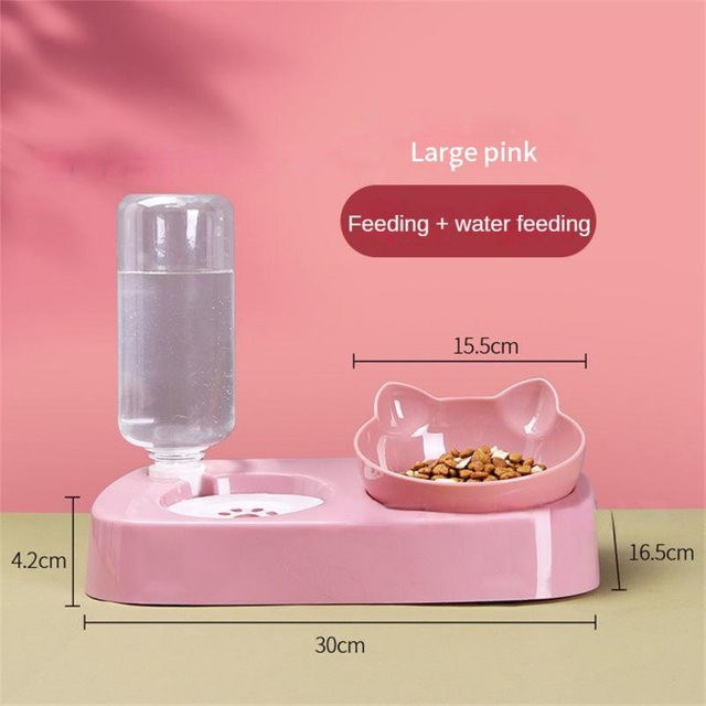 Macroupta 3-in-1 Automatischer Haustier-Napf mit Wasserbrunnen und erhöhtem Stand, Doppelnapf für Hunde und Katzen, Grau - Bild 1