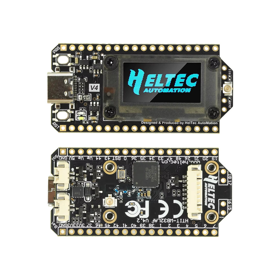 Heltec WiFi LoRa 32 V4 ESP32 Entwicklungsboard mit SX1262, GPS und 0,96 Zoll OLED, Solarbetrieben, WiFi, Bluetooth und USB-C, Schwarz - Bild 2