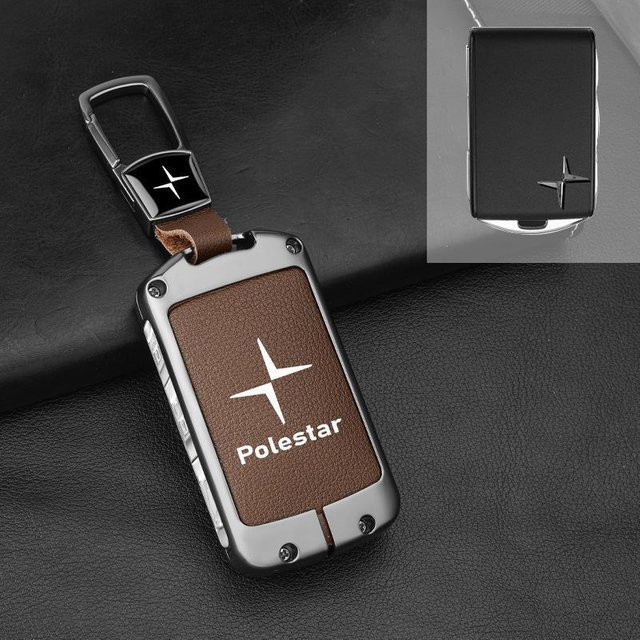 GearUp AutoMoto Schlüsselabdeckung für Polestar 1 und Polestar 2 (Einzel- und Doppelmotor), Standard-Langstreckenschale mit Schnallenverschluss, Braun - Bild 1