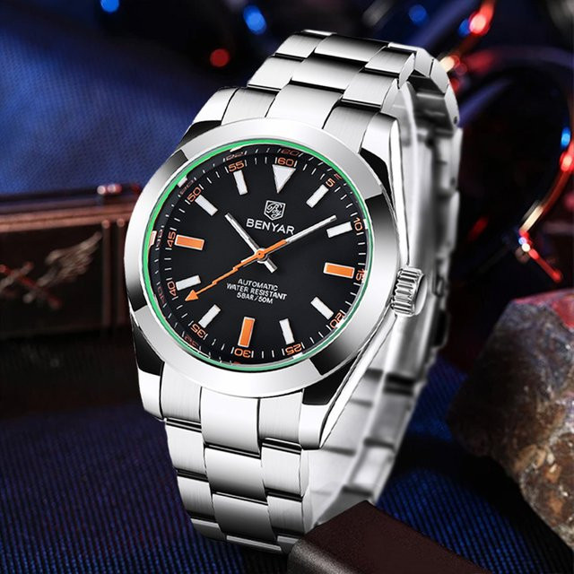 BENYAR Armbanduhr Automatik, Edelstahl, Blau, Herren - Bild 1