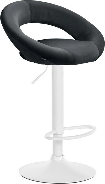DELUKE Barhocker MEKIM höhenverstellbarer Barstuhl aus Samt mit Lehne und Drehsitz, Farbe Schwarz und Weiß, B/T/H: 53 x 47 x 80 cm - Bild 1