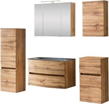 HELD MÖBEL Waschtisch-Set KOPENHAGEN, 7-teilig, modern, braun, B/T/H: 130 x 40 x 35 cm - Bild 1