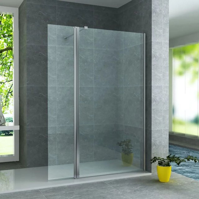 Belvit Duschwand als Einzelpaneel aus Glas mit Nano-Beschichtung, Farbe: Transparent/Silber, B: 30 cm, H: 200 cm - Bild 1