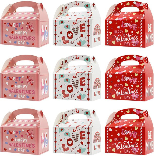 12er Set Valentinstag Geschenkboxen aus Papier in Mehrfarbig - Bild 1