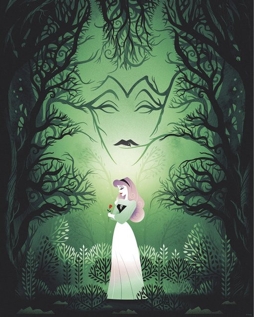 Komar Wandbild Disney Sleeping Beauty Aurora und Maleficent, Grün, Breite: 40 cm, Höhe: 50 cm - Bild 1