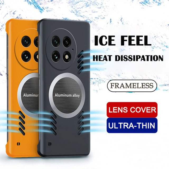 Graphen Wärmeableitungs Kühlmagnet Handyhülle für OnePlus 15 15R 13 13S 13R 12 12R 11 11R 10 10T 9RT 9 8 Pro Rahmenlose Abdeckung in Orange - Bild 1