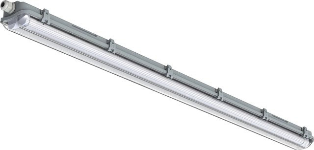 Shada LED-Feuchtraumleuchte Grau mit Rohr, Länge: 120 cm, 2 x 17,5 W, IP65 - Bild 1