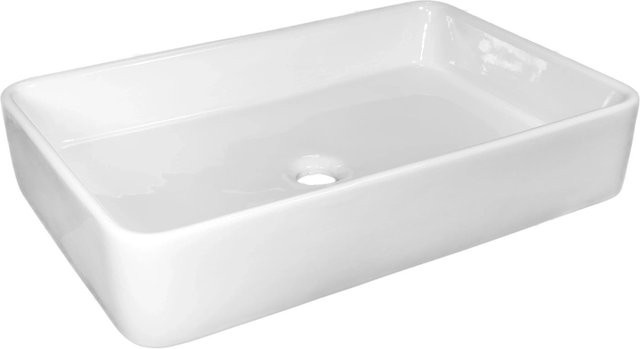 NEG Aufsatz-Waschbecken Uno71A aus Keramik, Rechteckig, Weiß, B: 41 cm, T: 61 cm, H: 11,5 cm - Bild 1