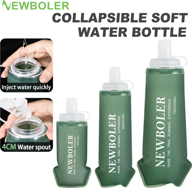 Faltbare Silikon-Wasserflasche von NEWBOLER in Grün für Outdoor, Camping und Reisen - Bild 1