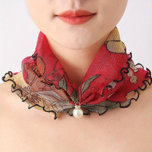 The Red Sun Faux-Perlen-Anhänger Garnschal, beige, Damen - Bild 1