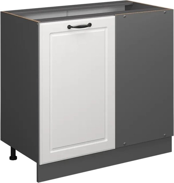 Vicco Eckunterschrank R-Line Landhaus Weiß Anthrazit ohne Arbeitsplatte Höhe: 86 cm - Bild 1