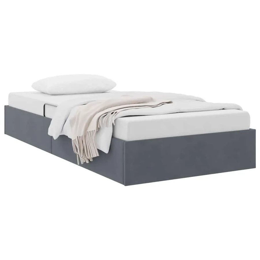 vidaXL Aufbewahrungsbett mit Kopfteil aus Samt und Metall in Dunkelgrau, B/T/H: 90 x 200 x 140 cm - Bild 1