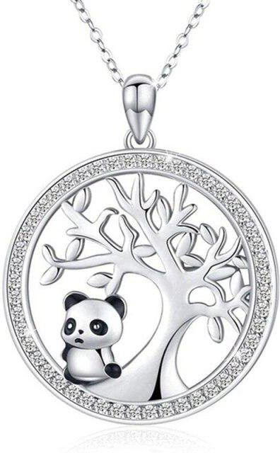 YIRAN Jewelry Halskette, Panda Anhänger, Silber, Zirkonia, Damen - Bild 1