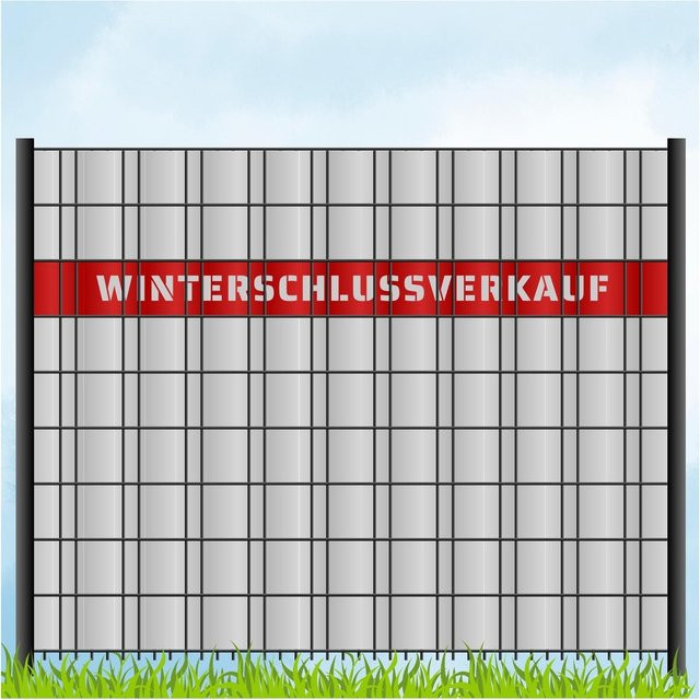 zaun zu® Sichtschutzstreifen mit Laser Beschriftung WINTERSCHLUSSVERKAUF in Rot, 2,55 m - Bild 1