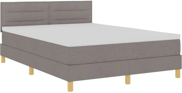 vidaXL LED Boxspringbett mit Matratze in Taupe, Hybrid-Matratze mit USB-Anschluss und Unterbettbeleuchtung, B/T: 140 x 200 cm - Bild 1