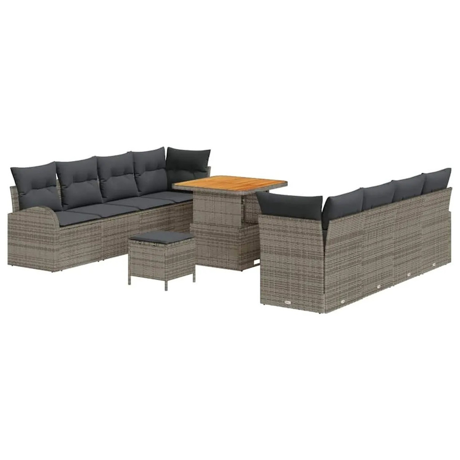 vidaXL Garten-Sofa-Set 11-tlg. in Grau mit Kissen und Stauraumfunktion - Bild 2