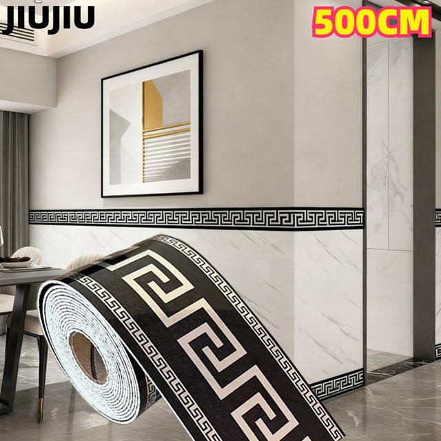 Selbstklebende Vinyl Fußleisten-Dekoration aus PVC zum Abziehen und Aufkleben für Wand und Boden, 500 cm - Bild 1