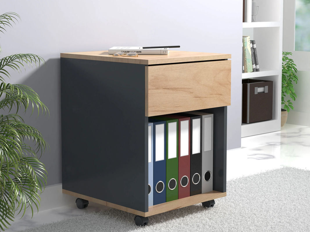 VCM Rollcontainer Dalosa in Anthrazit und Honig-Eiche mit Rollen, B/T/H: 39,0 x 45,0 x 55,0 cm - Bild 3