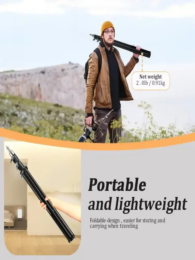 Aluminium Lichtstativ für Handyhalterung und Digitalkamera mit Bluetooth-Controller, Schwarz, Höhe: 200 cm, Breite: 170 cm, Tiefe: 150 cm, Höhe: 55 cm - Bild 5