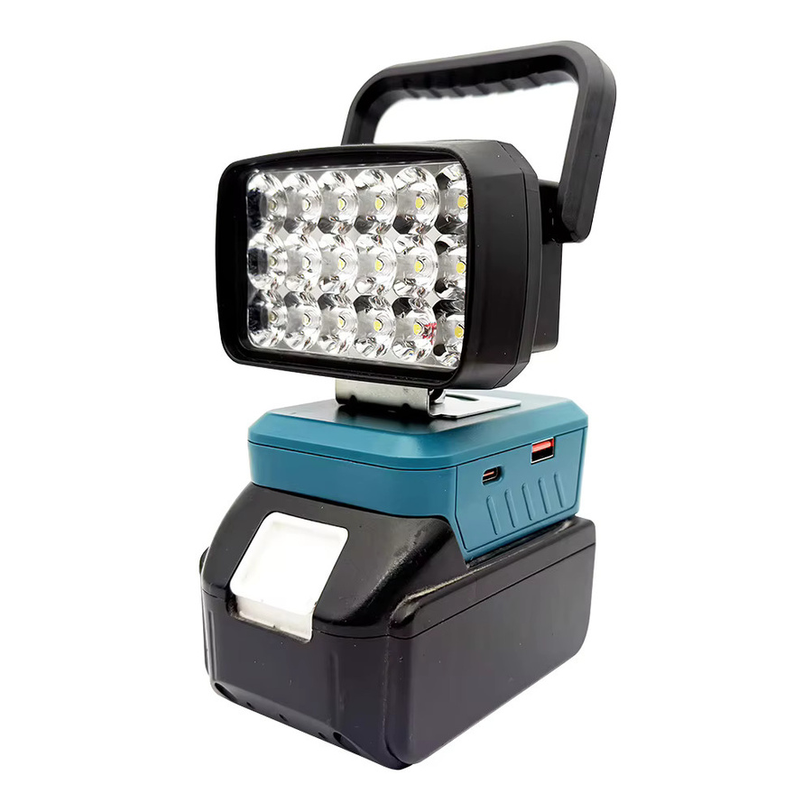 Dawupine USB Power Bank Arbeitslampe als LED-Flutlicht für Makita, Milwaukee, Dewalt und Bosch M18 Akkus, Schwarz - Bild 7