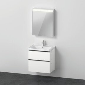 Duravit D-Neo Möbelwaschtisch mit Waschtisch-Unterbau in Weiß Matt, Anschlag links, mit LED Randlichtfeld und integrierter Beleuchtung, Breite: 65 cm, Tiefe: 48 cm, Höhe: 70 cm - Bild 1