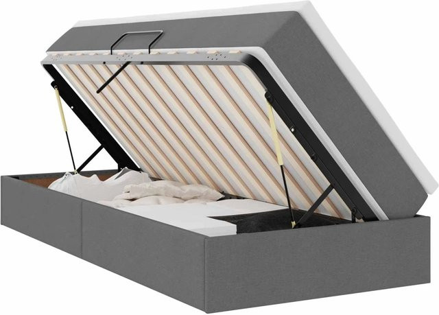 vidaXL Aufbewahrungsbett mit Matratze in Dunkelgrau, B/T/H: 100 x 200 x 140 cm - Bild 1