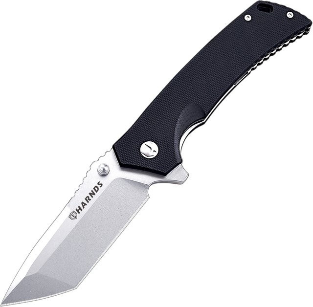 HARNDS Warrior General Klappmesser mit D2-Stahlklinge und schwarzem G10-Griff inklusive Ballistischer Nylonscheide - Bild 1