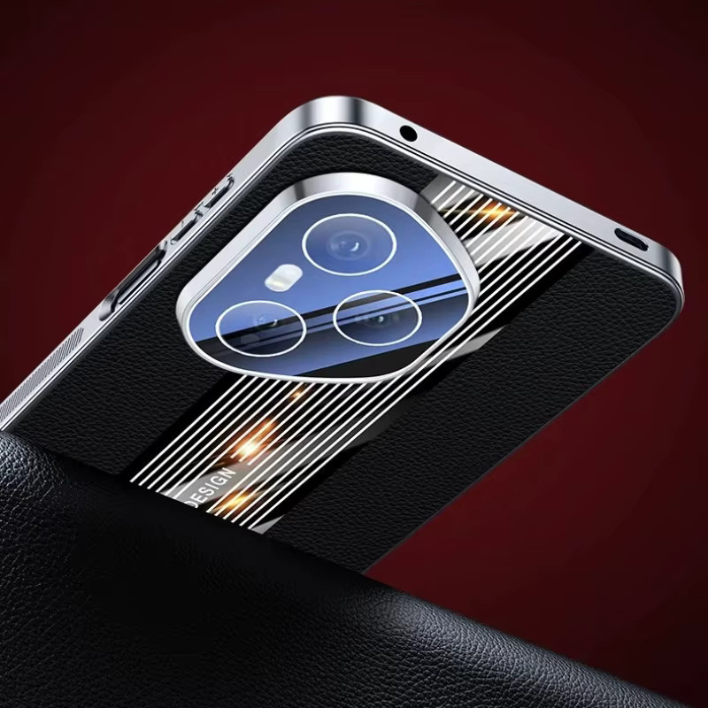 Luxuriöse Leder-Handyhülle für Honor 400 Pro in Schwarz mit plattiertem Kameraobjektiv-Schutz - Bild 2
