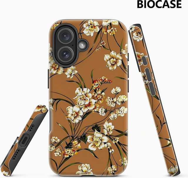 Potdemiel Robuste Magnetische Handyhülle mit Blumenmuster für iPhone 17 16 15 14 13 Pro Max Plus in Braun - Bild 1