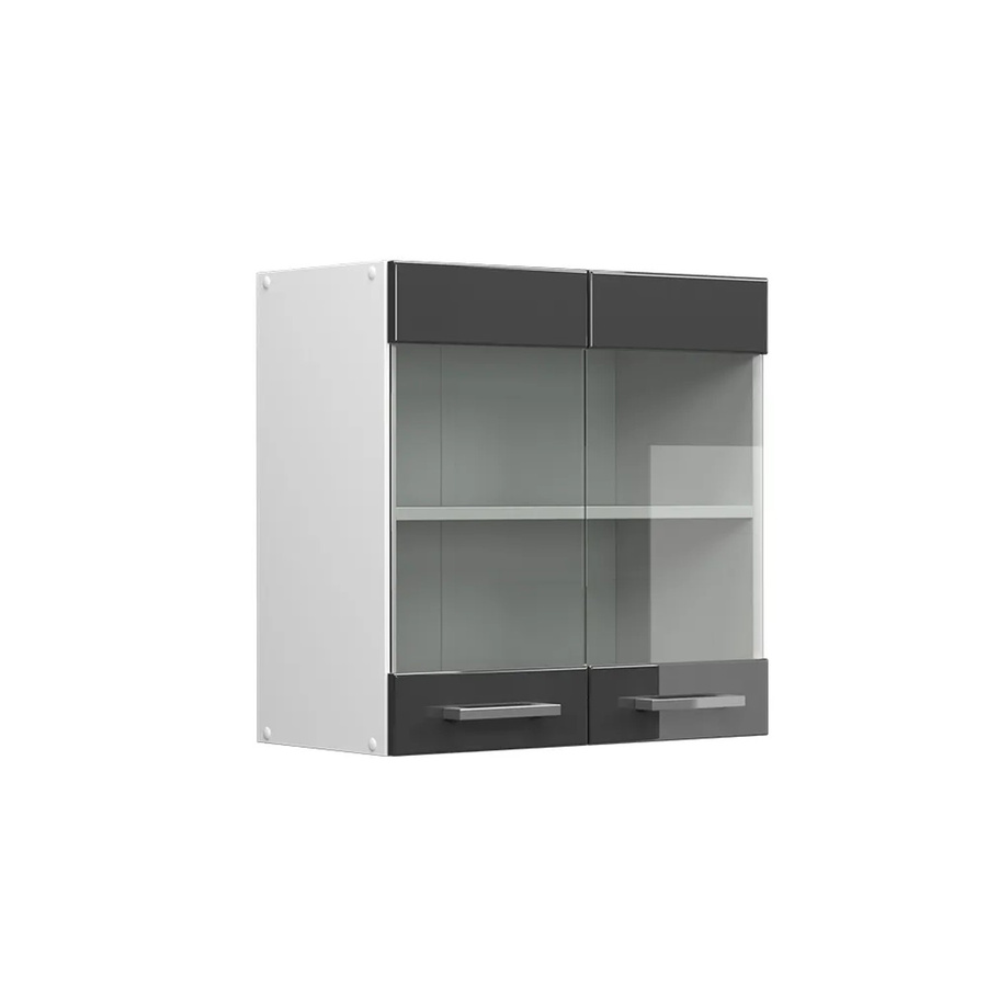 Vicco R-Line Küchenglasschrank Glashängeschrank mit Glastüren in Anthrazit Hochglanz und Weiß, Breite: 60 cm - Bild 2