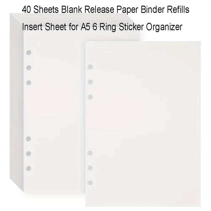 40 Stück Trennpapier für A5 Ringbuch-Nachfüllungen, weißes Trennblatt für Sechs-Ring-Organizer und Alben - Bild 2