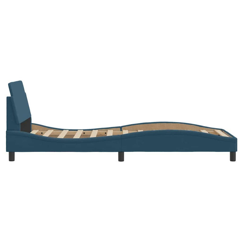 vidaXL Bettgestell mit Kopfteil aus Samt in Blau, B/T/H: 90 x 190 cm - Bild 5