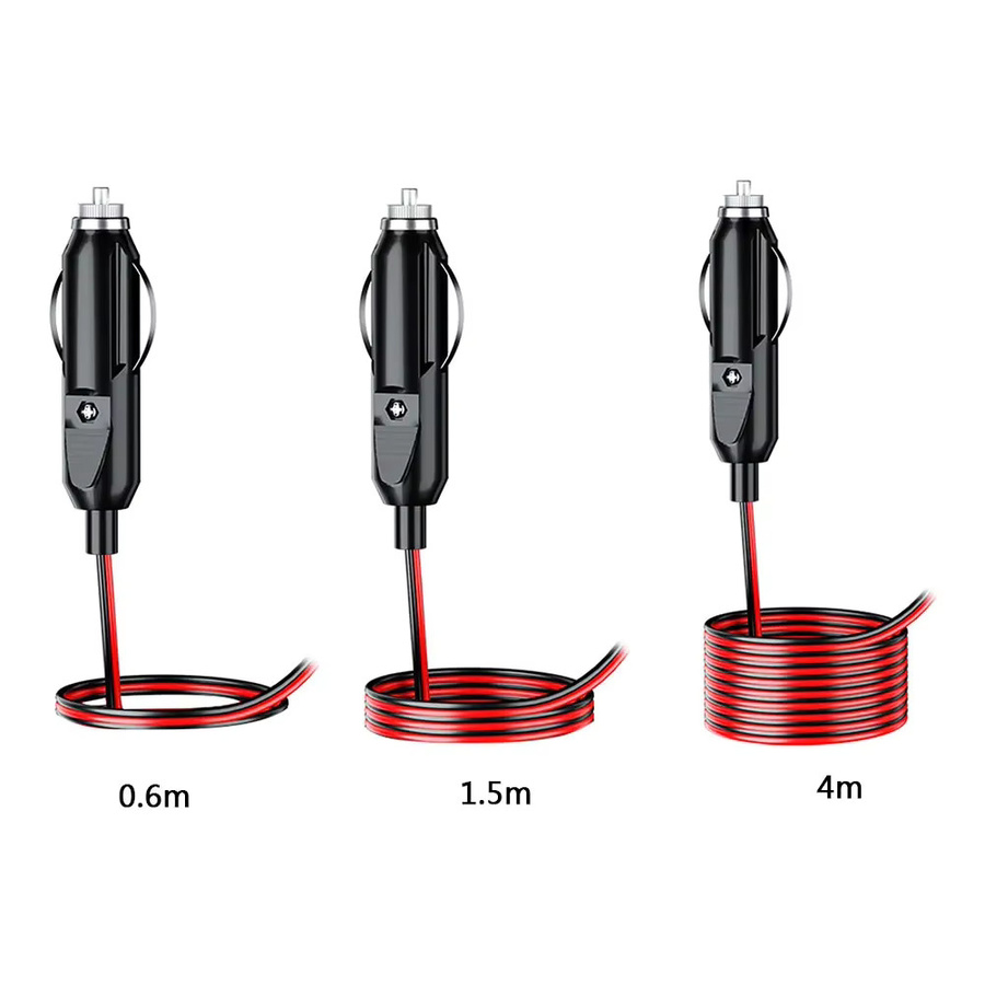 DC 12V 24V Auto Zigarettenanzünder Adapter mit LED-Anzeige und 4m Kabel in Schwarz - Bild 2