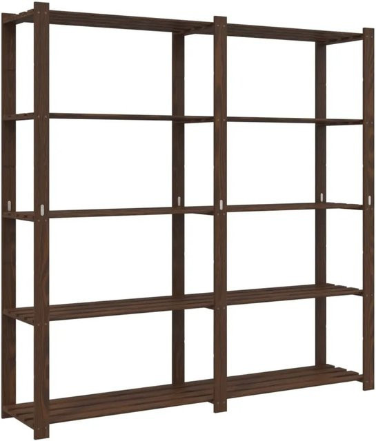vidaXL Lagerregal aus Massivholz Kiefer mit 5 Böden, Braun, B/T/H: 170 x 38 x 170 cm - Bild 1