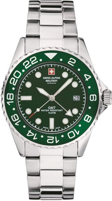 Swiss Alpine Herrenuhr, Quarz, Edelstahl, Grün, 42 mm, 10 ATM - Bild 1