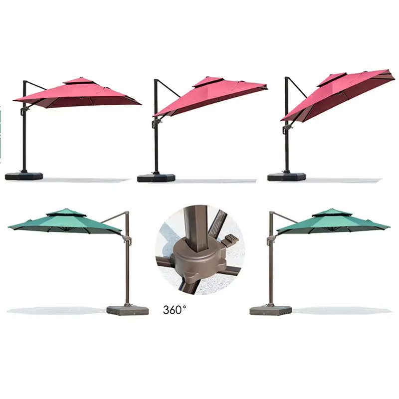 FEAMONT Römischer Sonnenschirm in Rot aus Stahl für Garten, Terrasse und Pool - Bild 3