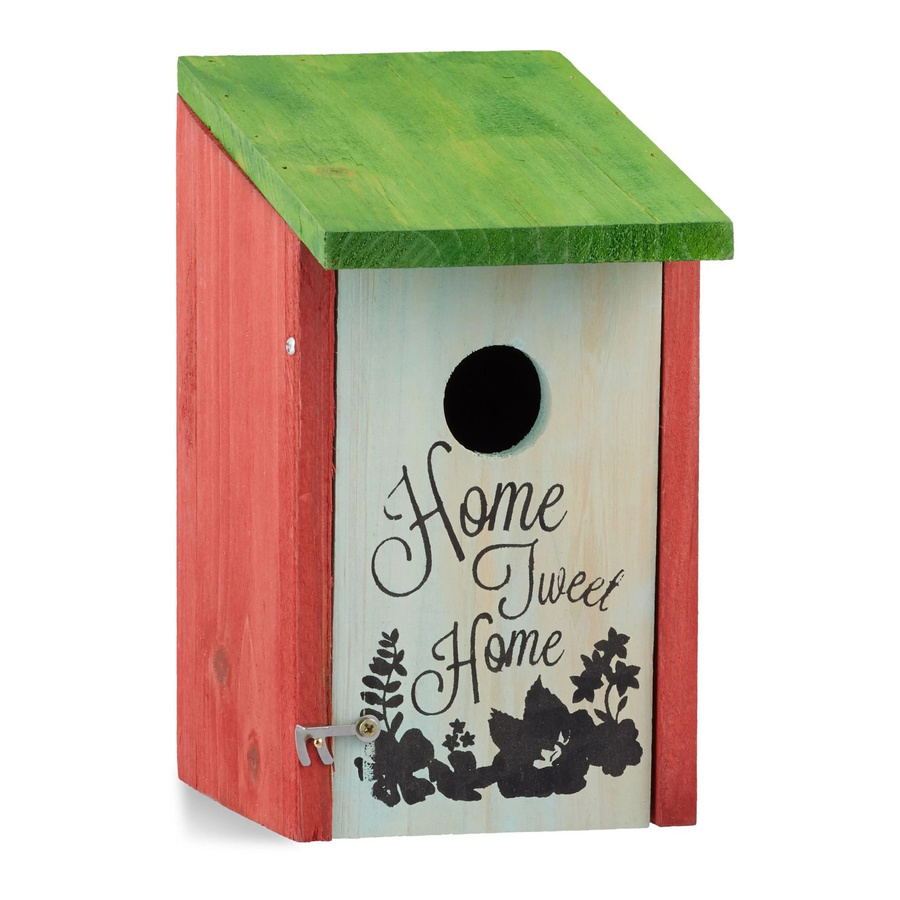 Relaxdays Nistkasten aus Tannenholz und Stahl in Rot mit Home-Tweet-Home-Aufschrift B: 22 cm, T: 12 cm, H: 15 cm - Bild 2