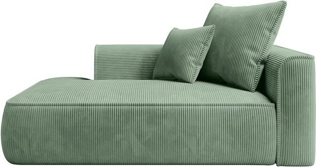 Vente-unique Recamiere Pineta ohne Schlaffunktion in Mandelgrün mit Cord-Samt, Breite: 180 cm, Tiefe: 115 cm, Höhe: 67 cm - Bild 1