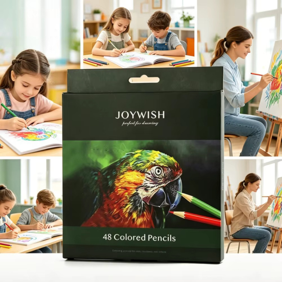 Set mit 48 bunten Ölfarbstiften in Mehrfarben für Schule und Büro - Bild 2