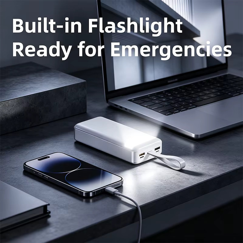 Cohana Hochleistungs-Powerbank 50000mAh mit 66W Schnellladung, Multi-Port-Ladegerät für iOS und Android in Weiß mit LED-Taschenlampe - Bild 6