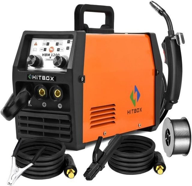 HITBOX Schweißgerät HBM1200 3 in 1 MIG/ARC/TIG in Orange mit 120A und 220V - Bild 1