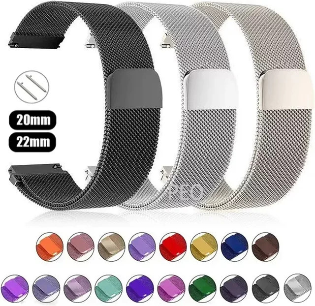Uhrenarmband Milanaise, Edelstahl, Silber, Unisex, 20mm/22mm - Bild 1