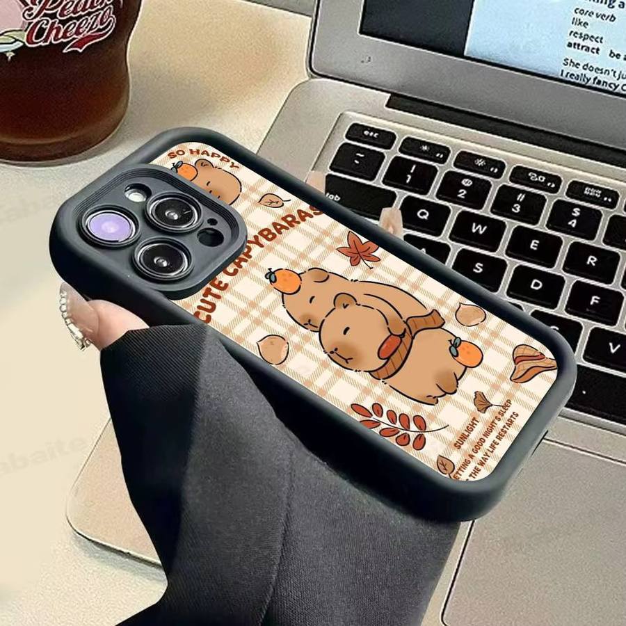 Weiche Silikon-Handyhülle mit Cartoon-Capybara Design für Apple iPhone 11 12 13 14 15 16 17 Pro Max in Multicolour - Bild 5