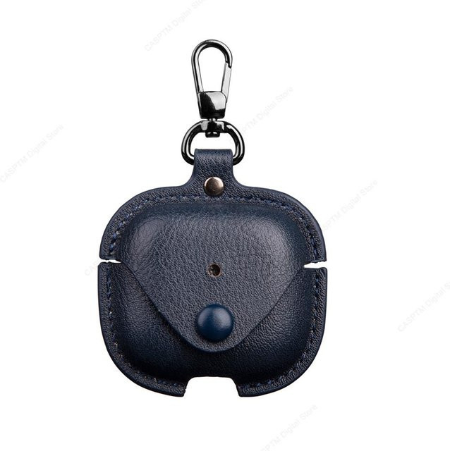 Retro Lederhülle für Apple AirPods 4 in Blau mit Haken - Bild 1
